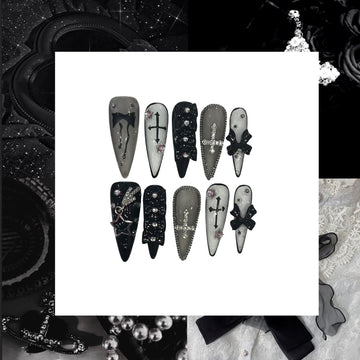 Gothic Coquette Stiletto Acrylic Press On Nail - MaYonail Store
