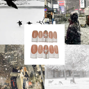 In Snow Acrylic Square Press On Nail