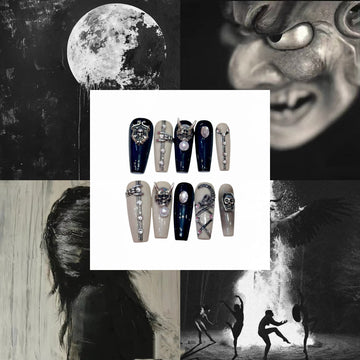 Hannya Mask Acrylic Coffin Press On Nail