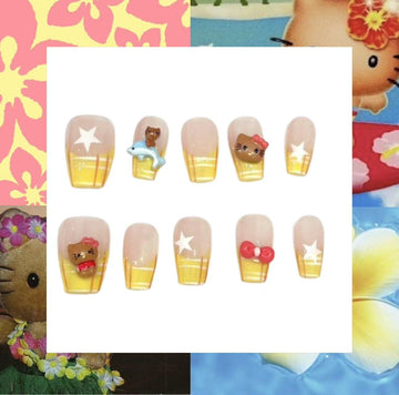 Kitty Cove Acrylic Coffin Press On Nail
