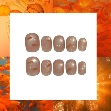Baby Goldfish Acrylic Square Press On Nail - MaYonail Store