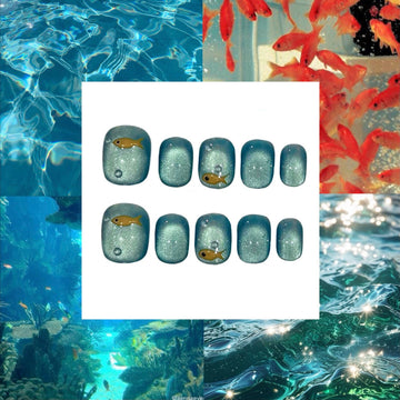Goldfish Acrylic Square Press On Nail - MaYonail Store