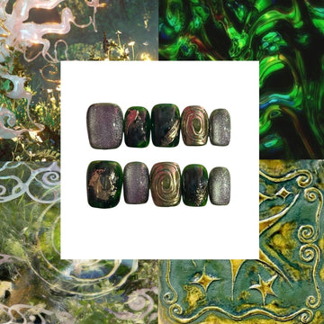 Enchanted Forest Opal Acrylic Square Press On Nail - MaYonail Store