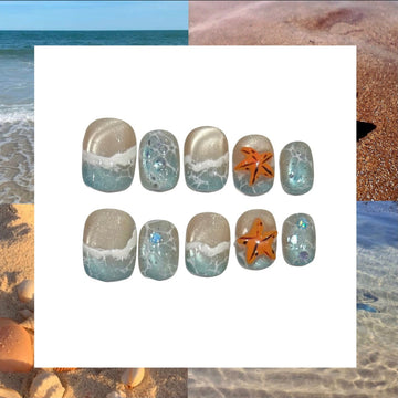 Carribean Waves Acrylic Square Press On Nail - MaYonail Store