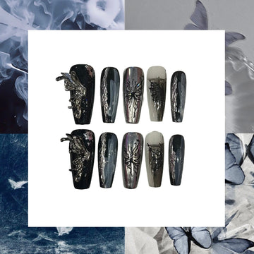 Metallic Nature Acrylic Coffin Press On Nail