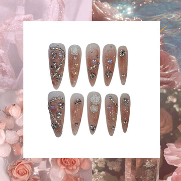 Rose Gold Stiletto Acrylic Press On Nail - MaYonail Store