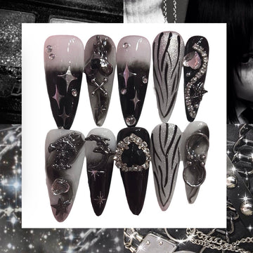 Celestial Goth Stiletto Acrylic Press On Nail - MaYonail Store