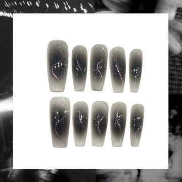 Misty Night Acrylic Coffin Press On Nail