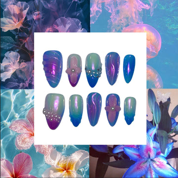Pearl Prism Acrylic Almond Press On Nail