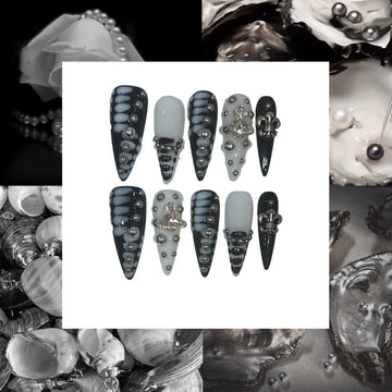 Pearl Shadow Acrylic Stiletto Press On Nail - MaYonail Store