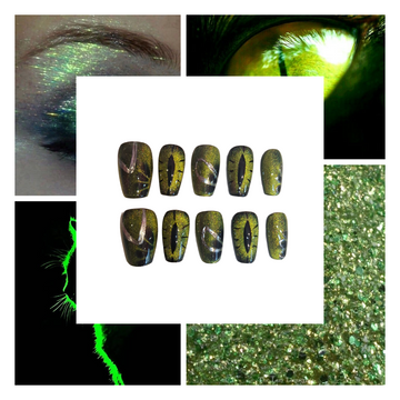 Emerald Eyes Acrylic Square Press On Nail