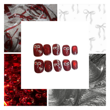 Holiday Bows Acrylic Square Press On Nail