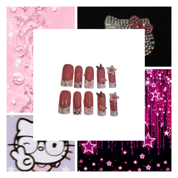 Hello Sparkle Acrylic Square Press On Nail
