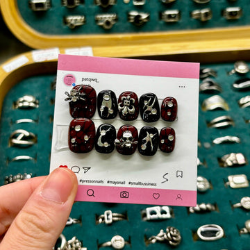 Mini Spider Acrylic Square Press On Nail