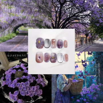 Wisteria Flower Acrylic Square Press On Nail
