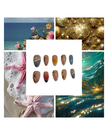 Sea Shore Acrylic Almond Press On Nail - MaYonail Store
