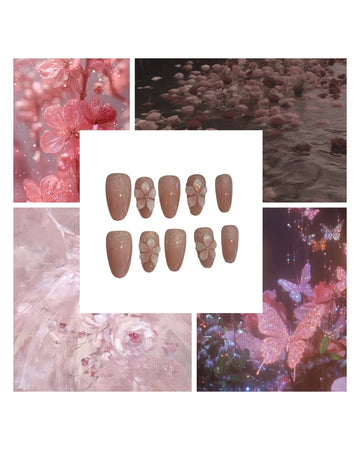 Sparkling Blush Acrylic Oval Press On Nail - MaYonail Store