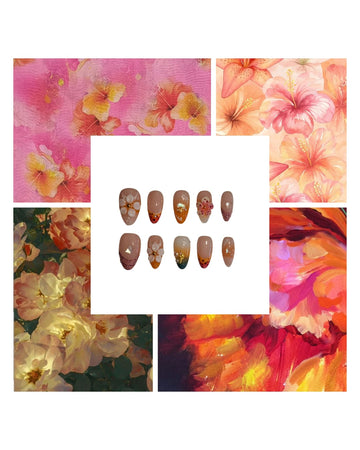 Tropical Bloom Acrylic Almond Press On Nail - MaYonail Store
