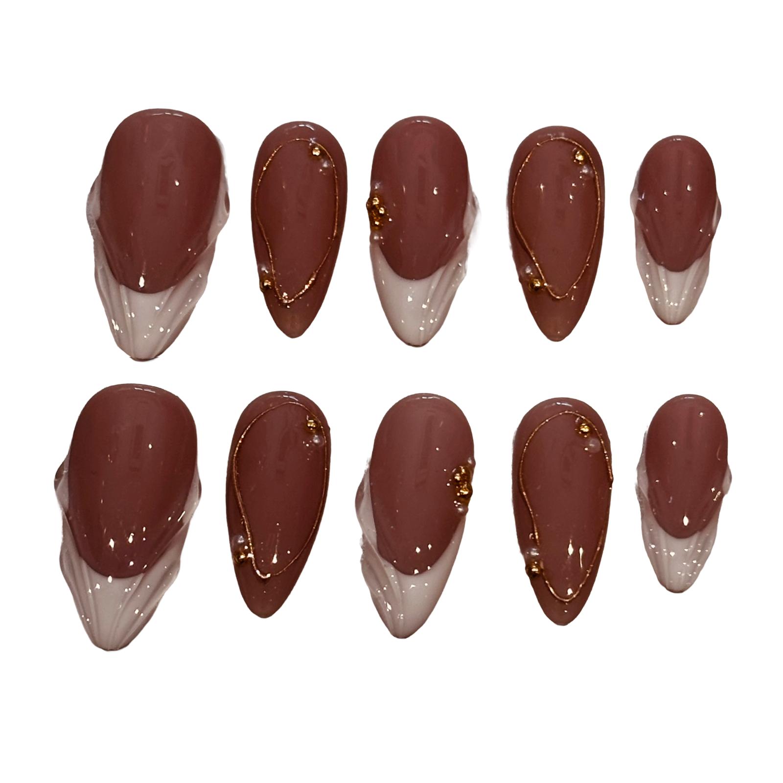 Elegant Pearl Acrylic Almond Press On Nail - MaYonail Store