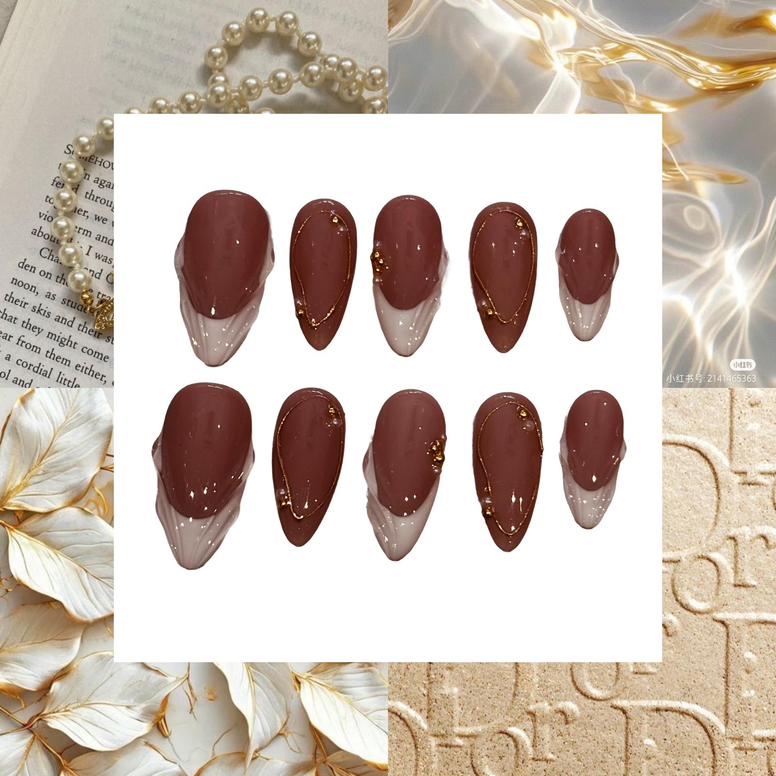 Elegant Pearl Acrylic Almond Press On Nail - MaYonail Store