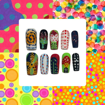 Vibrant Polka Acrylic Square Press On Nail L300