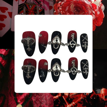 Queen of Hearts Acrylic Almond Press On Nail - MaYonail Store