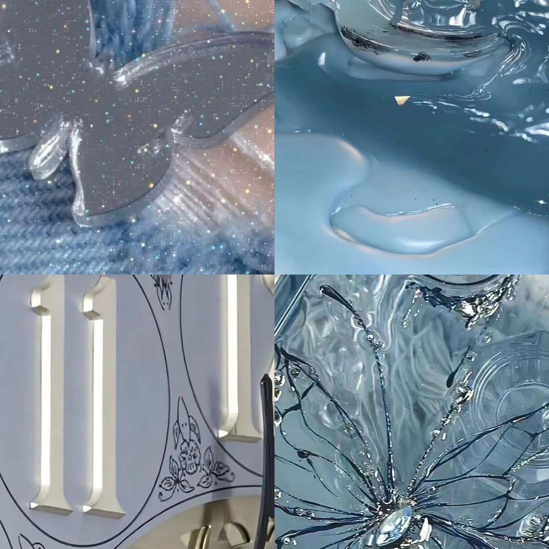 Blue Shadow Kuromi Acrylic Square Press On Nail