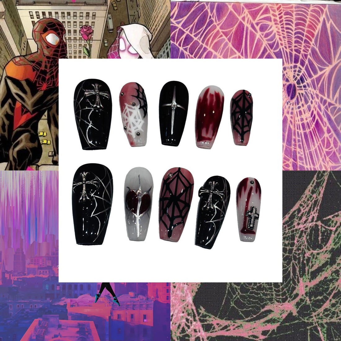 Spider Verse Acrylic Coffin Press On Nail - MaYonail Store