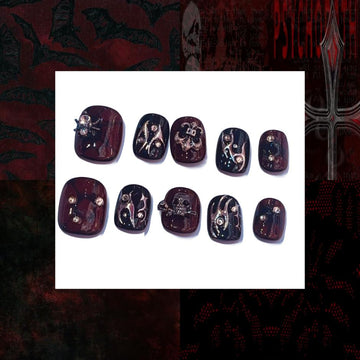 Gothic Web Acrylic Round Press On Nail