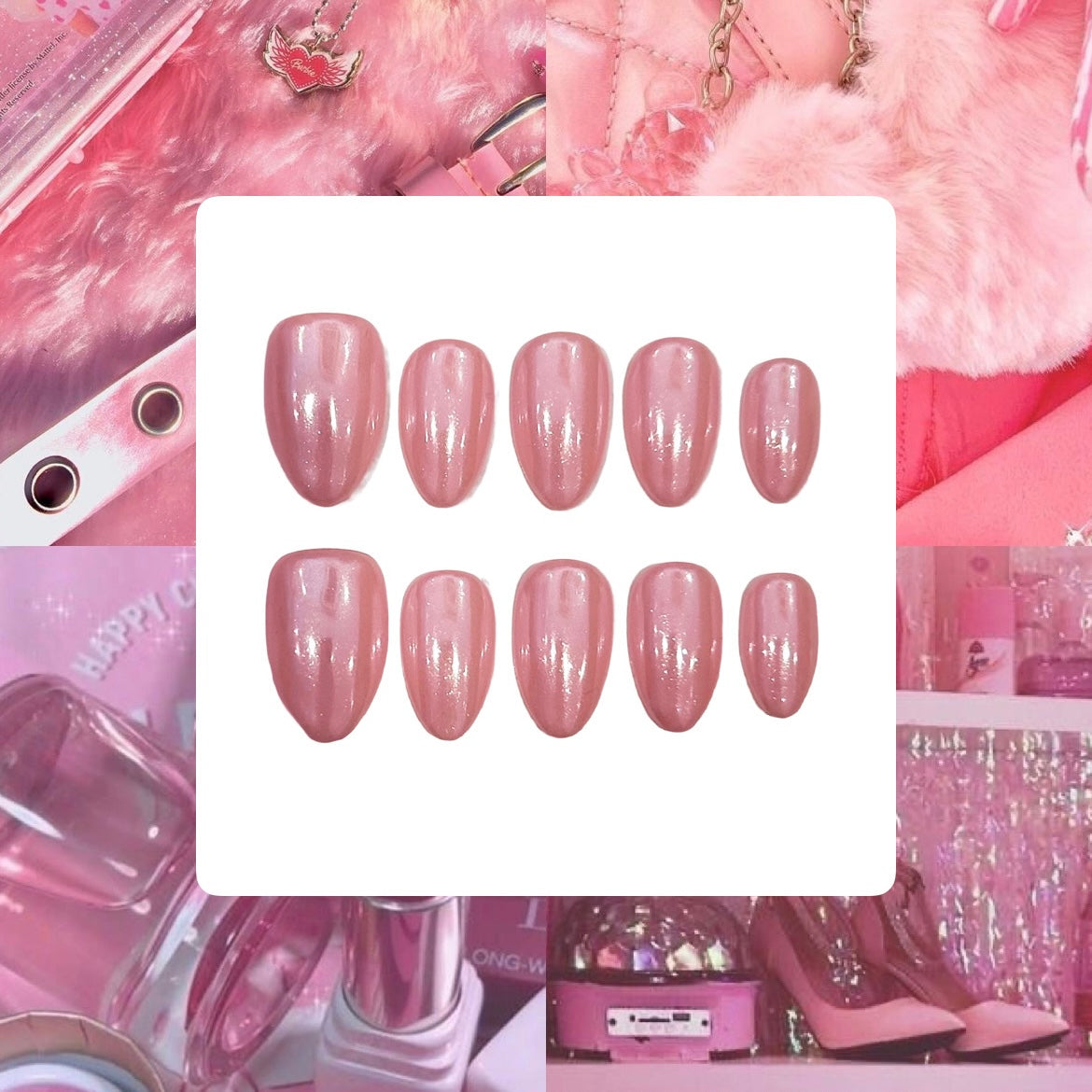 Shades of Pink Acrylic Almond Press On Nail L221253394 - MaYonail Store