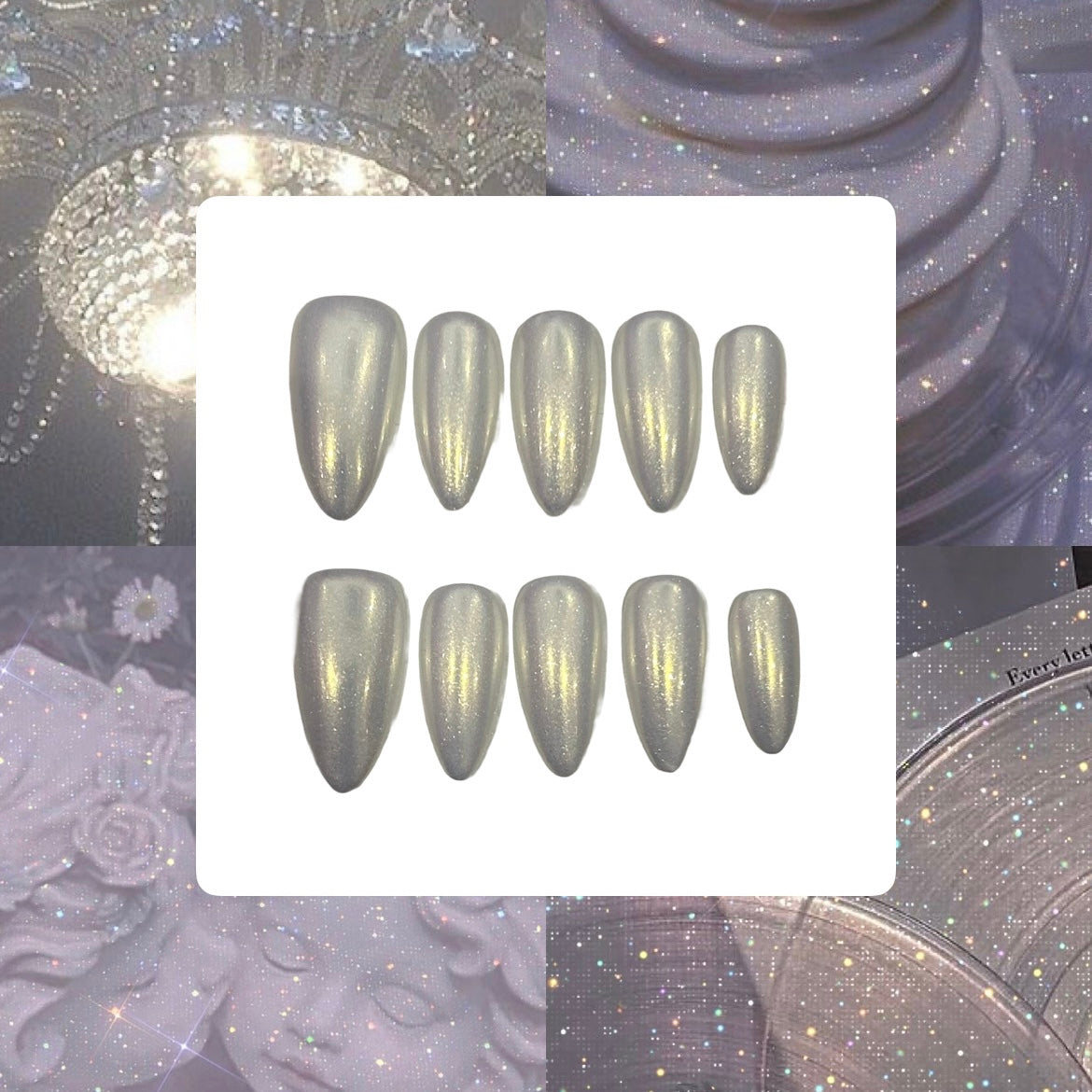 White Sunlight Almond Press On Nail L217 - MaYonail Store