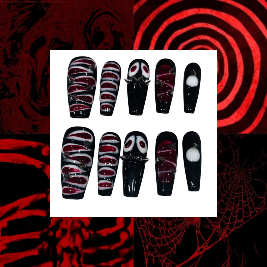 Spooky Ghoul Acrylic Coffin Press On Nail - MaYonail Store