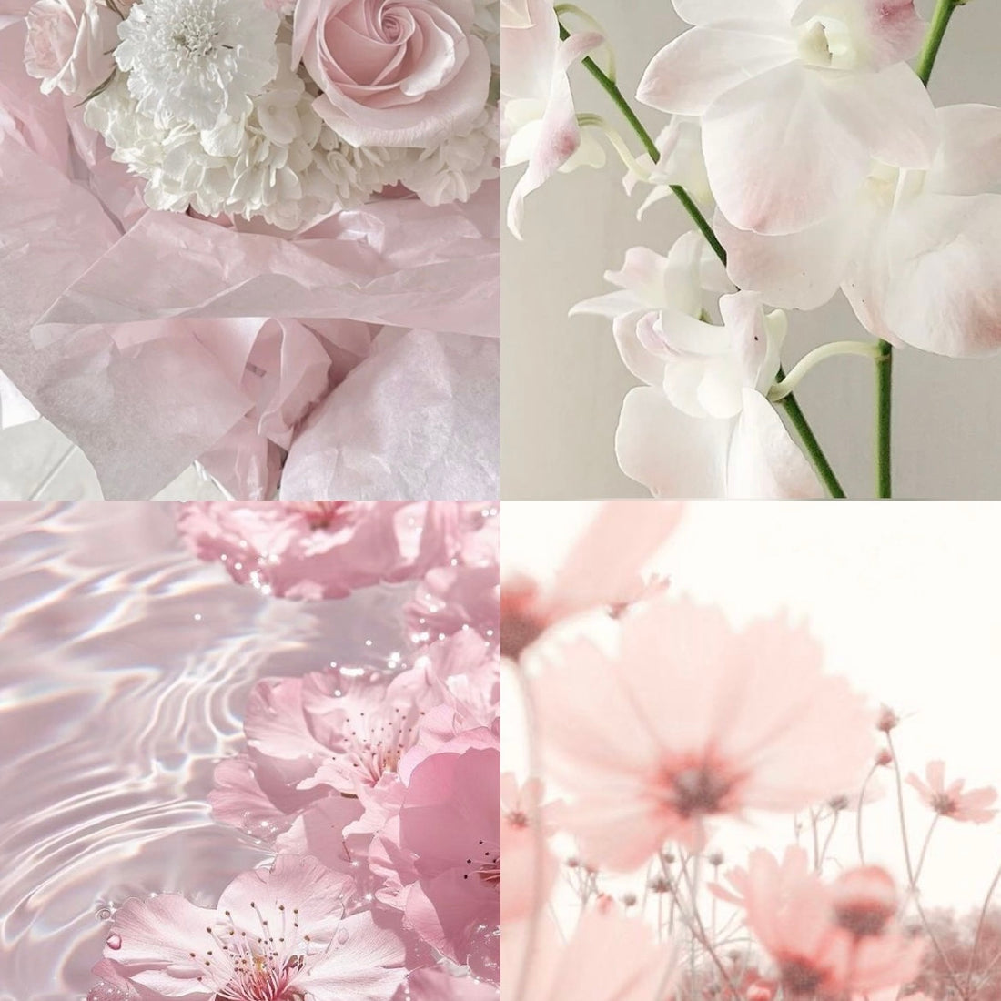 Pink Flora Acrylic Square Press On Nail