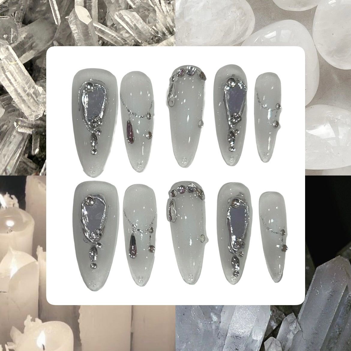 Crystal Acrylic Stiletto Press On Nail - MaYonail Store