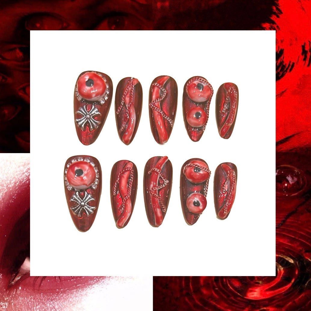 Halloween Zombie Acrylic Almond Press On Nail - MaYonail Store