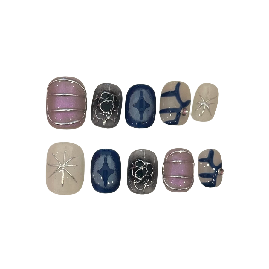 Cyan Jelly Acrylic Square Press On Nail - MaYonail Store