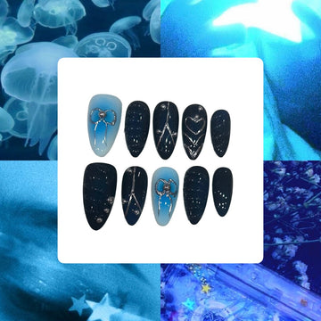 Blue Sea Acrylic Almond Press On Nail - MaYonail Store