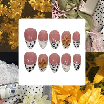 Simple Summer Acrylic Almond Press On Nail