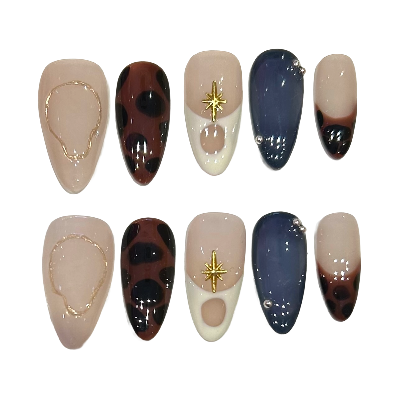 Tortoise Acrylic Almond Press On Nail - MaYonail Store