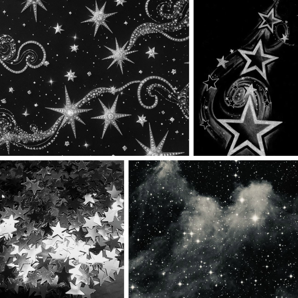 Black Star Acrylic Square Press On Nail