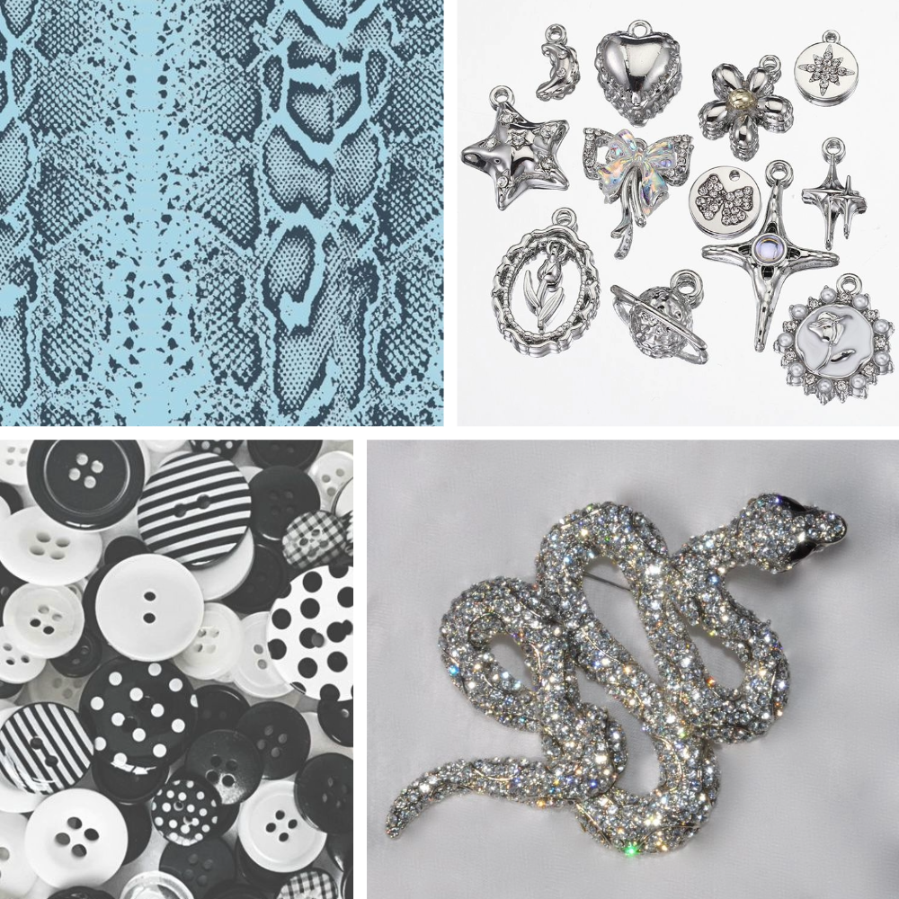 Silver Serpent Acrylic Square Press On Nail