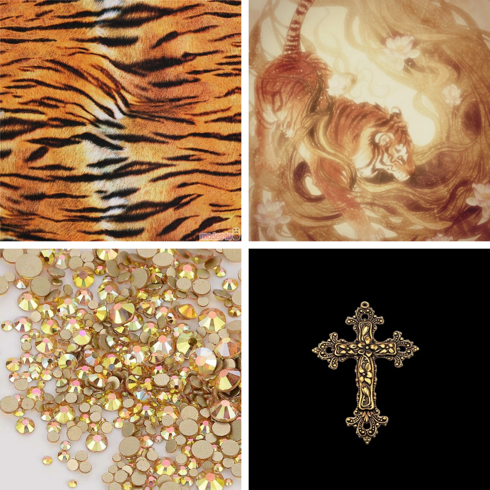 Tempting Tiger Acrylic Square Press On Nail