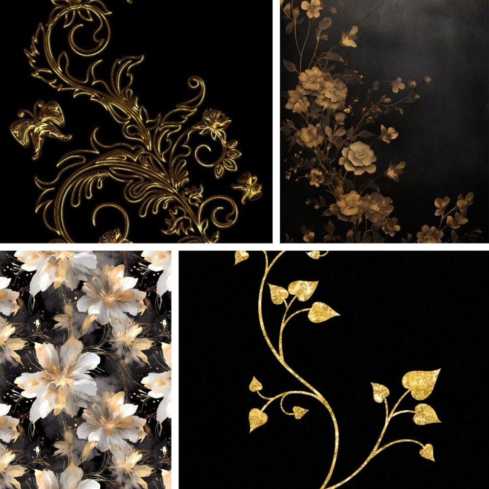 Midnight Flower Acrylic Square Press On Nail