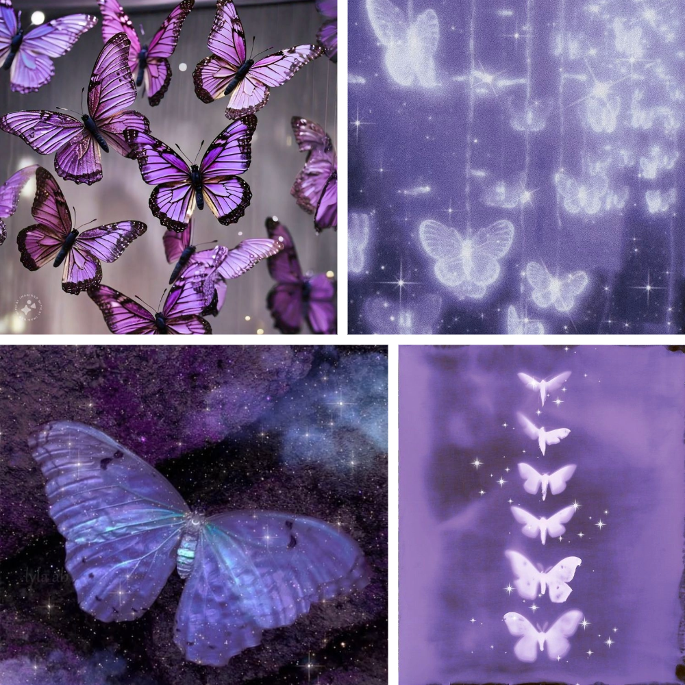 Lilac Butterfly Acrylic Coffin Press On Nail - MaYonail Store