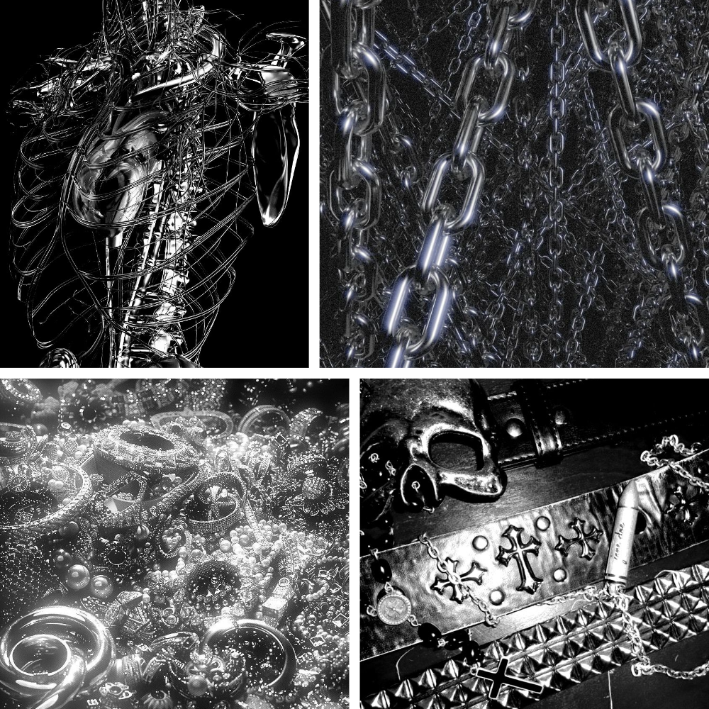 Chained Love Acrylic Coffin Press On Nail