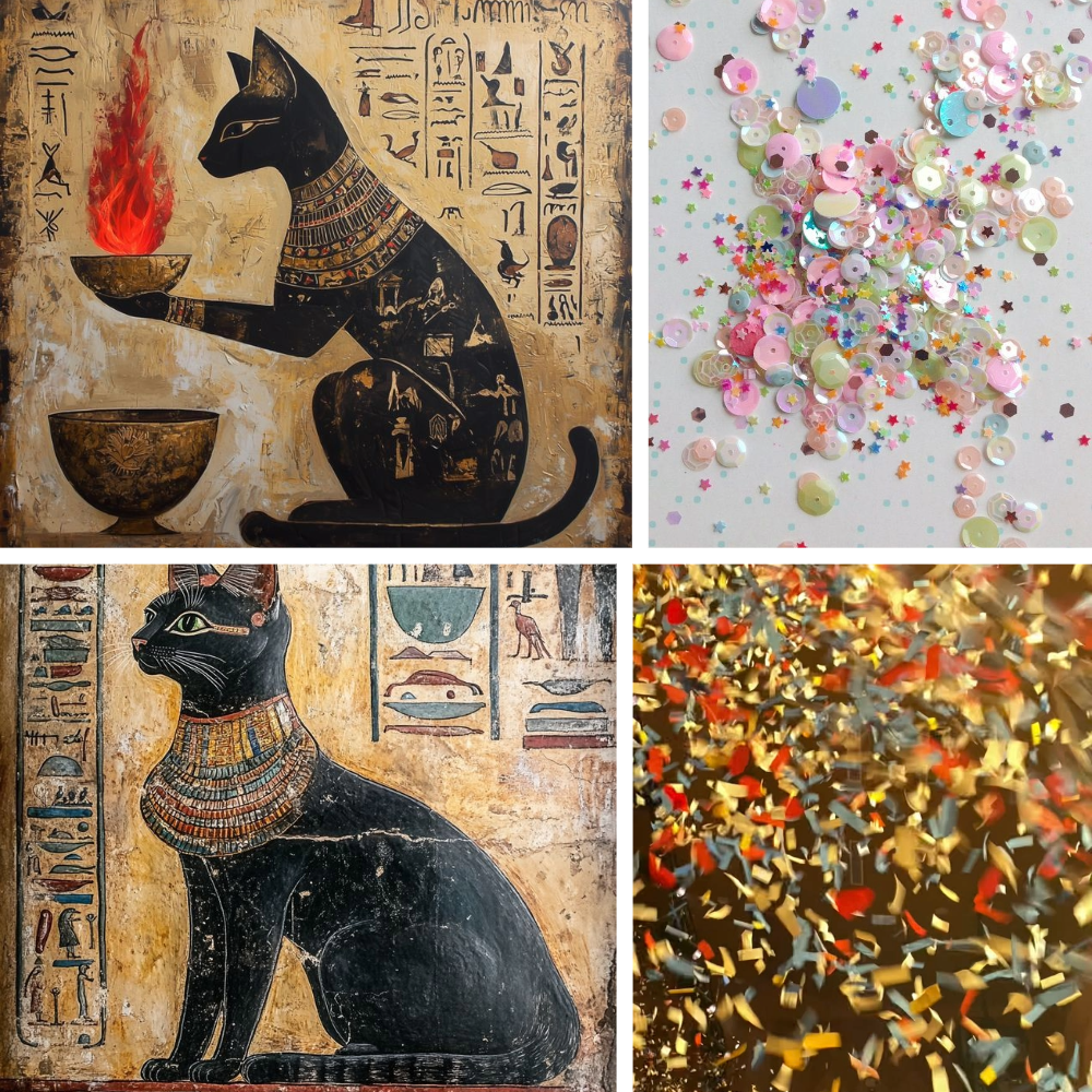 Confetti Cat Acrylic Oval Press On Nail