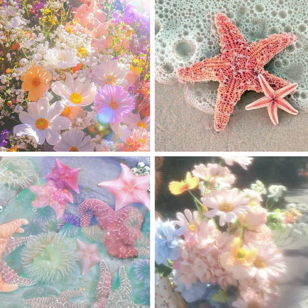 Colourful Beach Acrylic Square Press On Nail