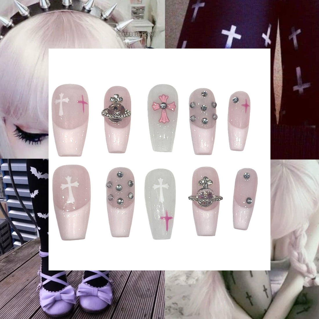 Glitter Grave Acrylic Square Press On Nail - MaYonail Store