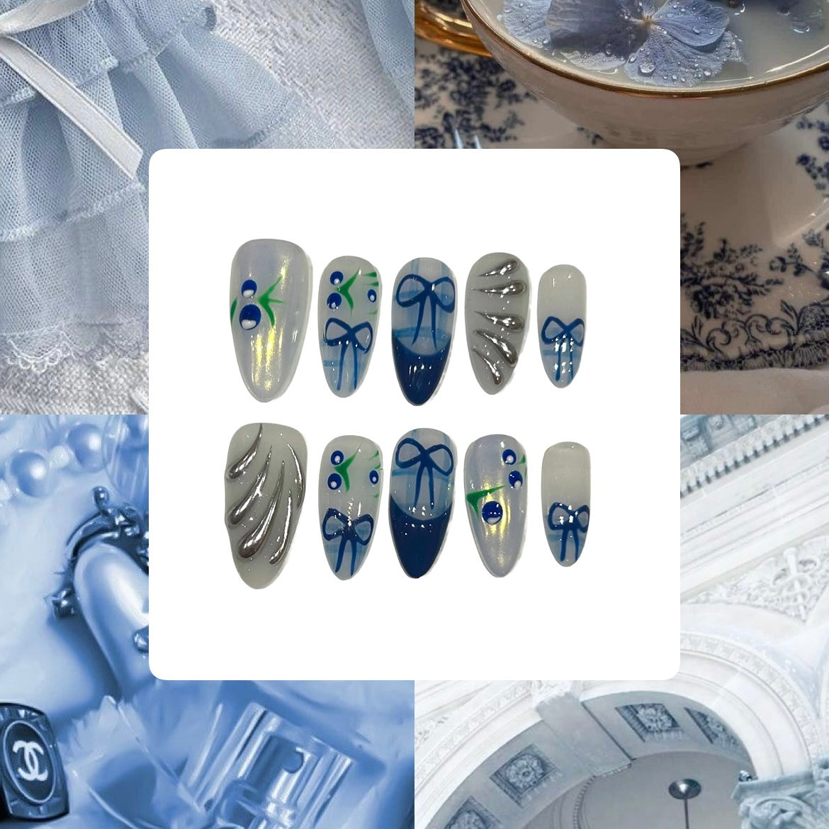 Coquette Sky Acrylic Almond Press On Nail L18 - MaYonail Store