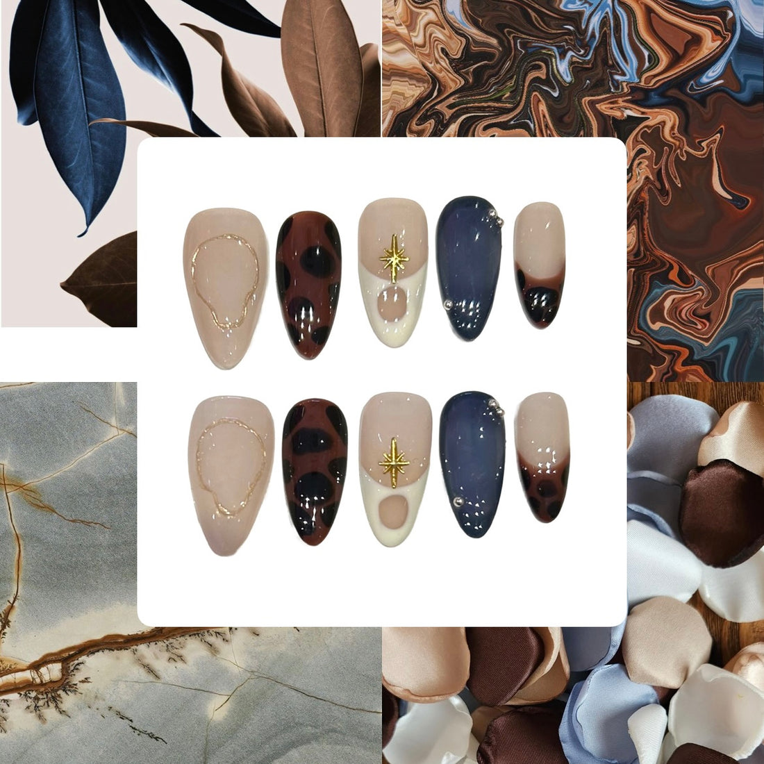 Tortoise Acrylic Almond Press On Nail - MaYonail Store